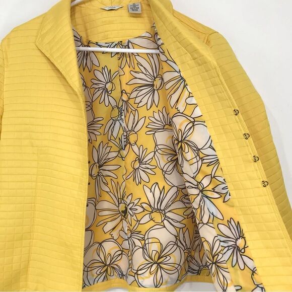 Laura Ashley Sunshine Yellow Lightweight Quilted Floral Lined Blazer Jacket - Picture 6 of 13